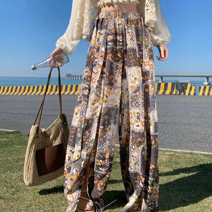 Ethnic-Style Printed Wide-Leg Pants Skirt Vest Set