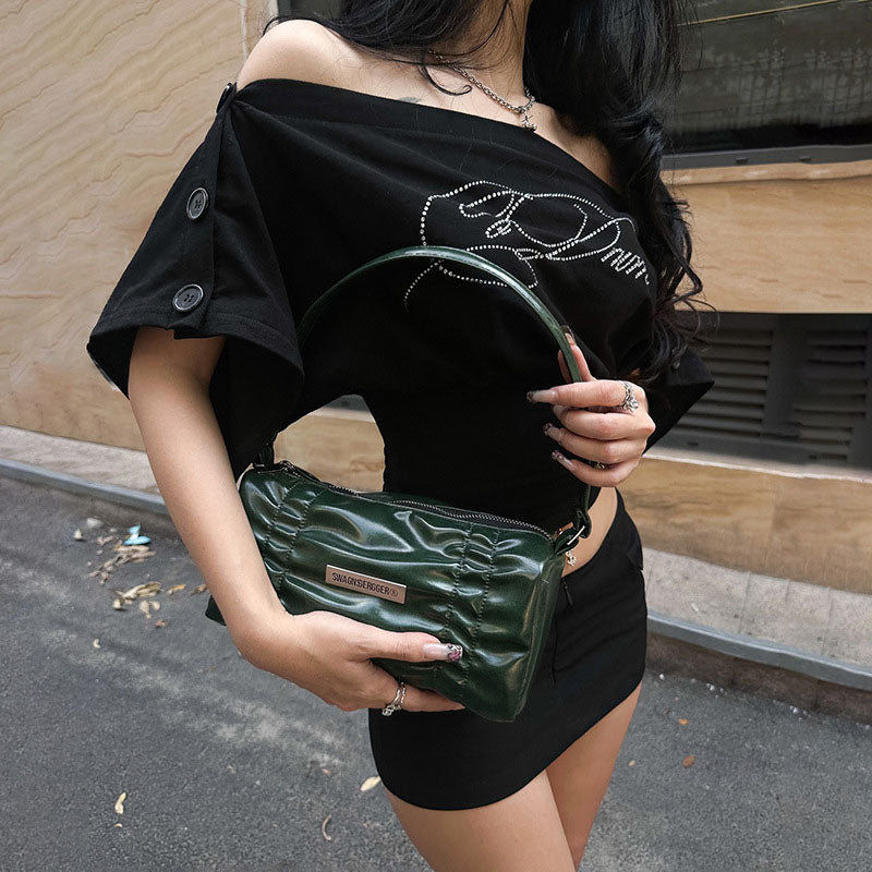 Trendy Letter-Print Off-Shoulder Fitted Top