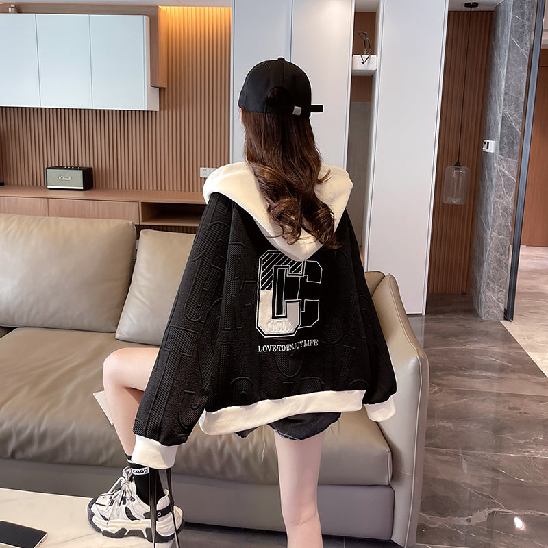 Niche Design Contrast Color Cardigan Jacket