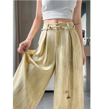 Acetate Satin Ice Silk Tie-Dye Wide-Leg Suit Pants