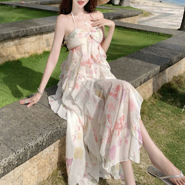 French Retro Floral Print Sundress