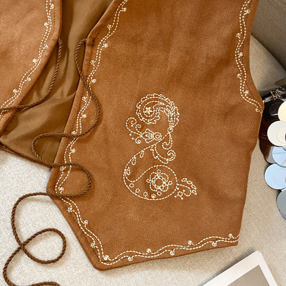 Ethnic Style Lace-Up Vest