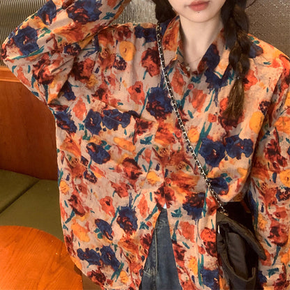 Floral Print Casual Loose-Fitting Shirt
