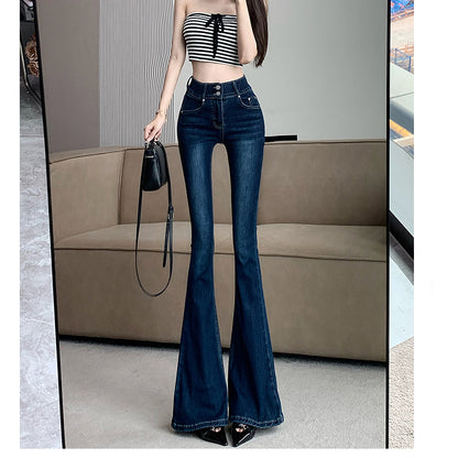 Black Double-Button Bootcut Jeans