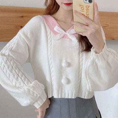Sweet And Cute Pink Knitted Sweater