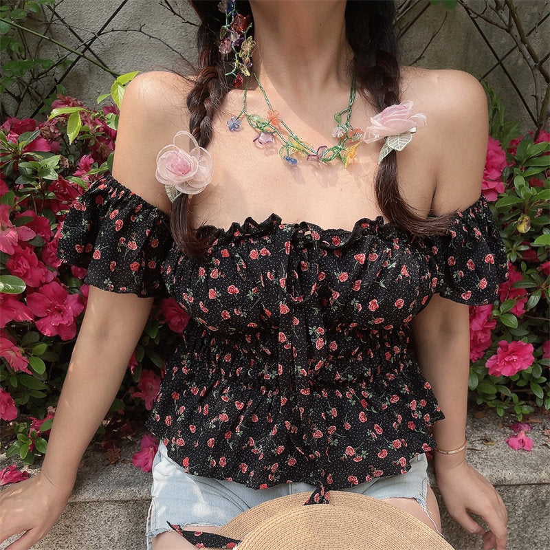 Off-The-Shoulder Tie-Up Resort Shirt