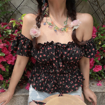 Off-The-Shoulder Tie-Up Resort Shirt