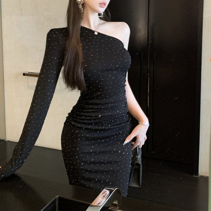 Stylish And Sexy Rhinestone Off-Shoulder Party Dress