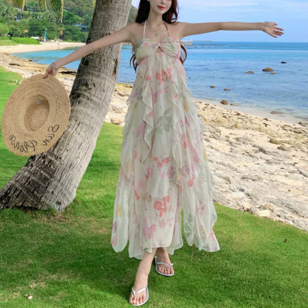 French Retro Floral Print Sundress