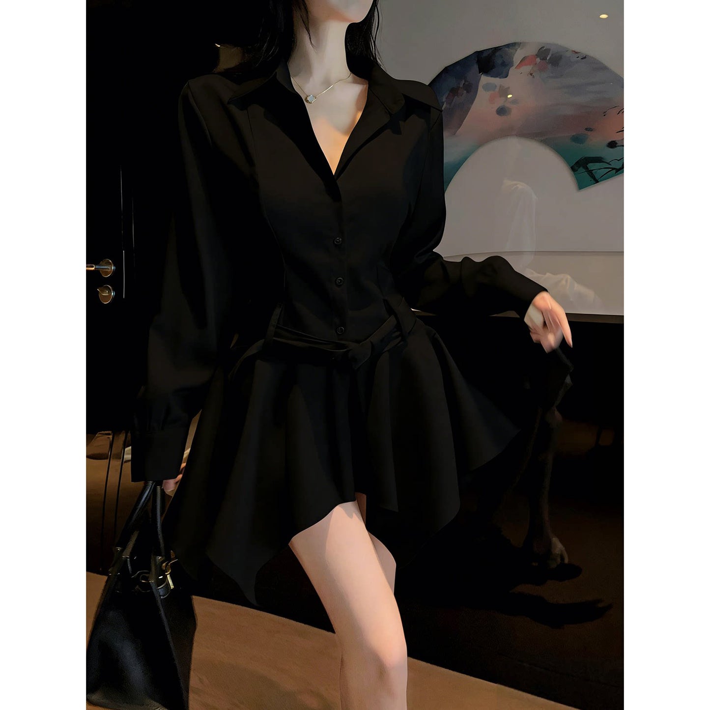 Irregular French Shirt Dress