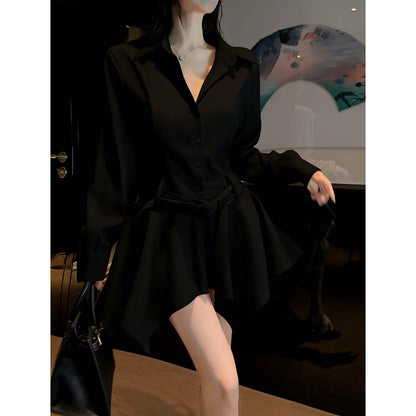 Irregular French Shirt Dress