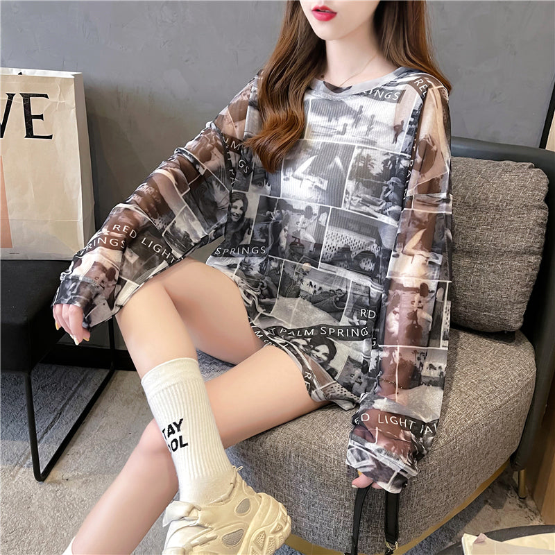 Loose Plus Size Ice Silk Fashion Sunscreen T-shirt