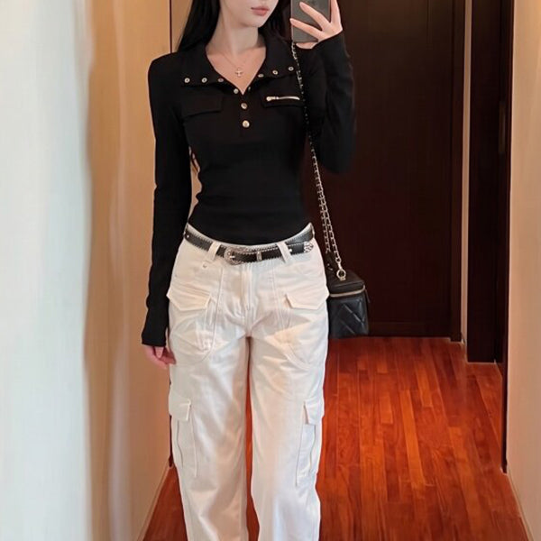 Fashionable And Sexy Long-Sleeved T-Shirt