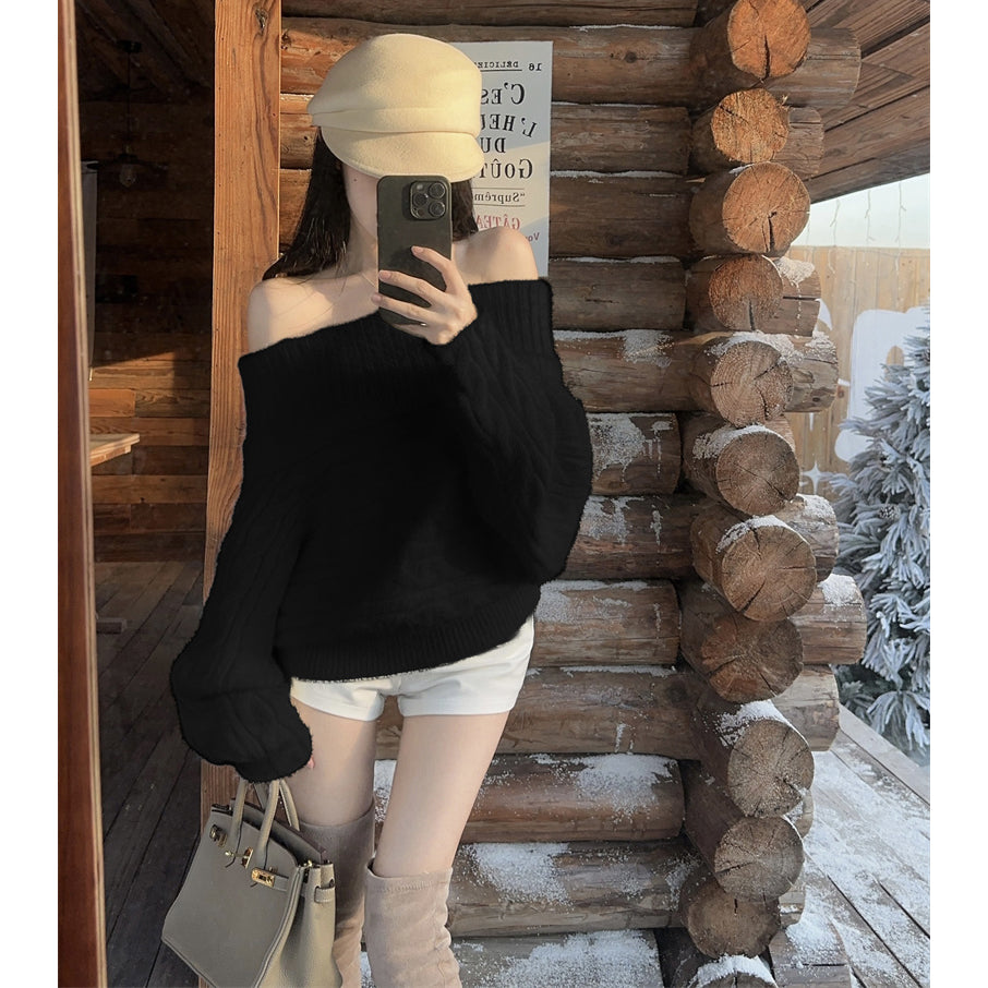 Sweet Plush Off-the-Shoulder Knit Sweater