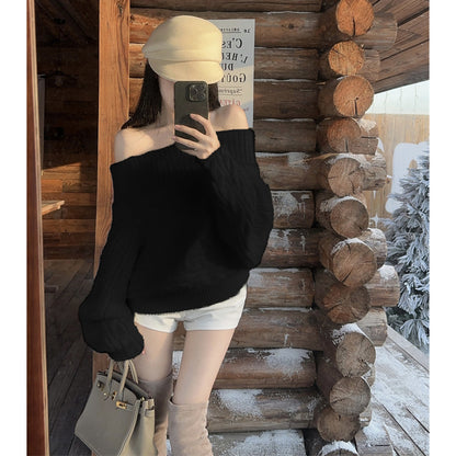 Sweet Plush Off-the-Shoulder Knit Sweater