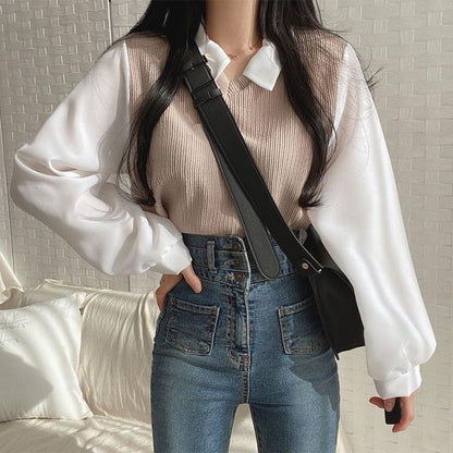 Polo Collar Long-Sleeved Sweatshirt