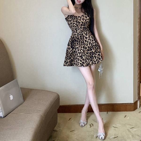 Vintage Sexy Leopard Print Dress