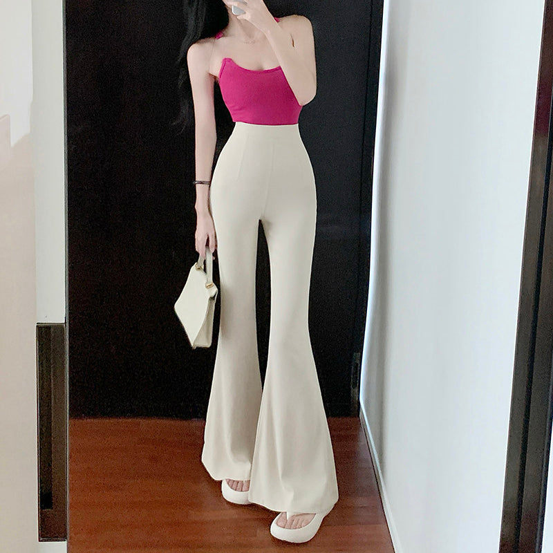 Ice-Silk Casual Slight-Flare Trousers