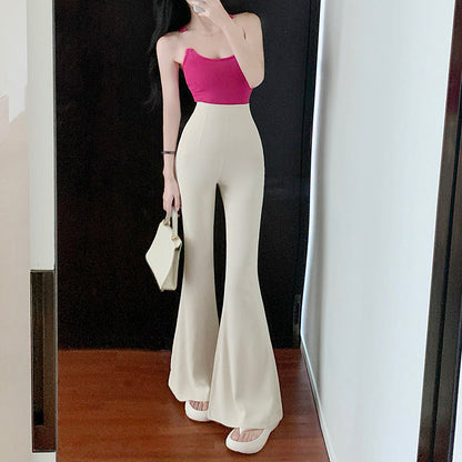 Ice-Silk Casual Slight-Flare Trousers
