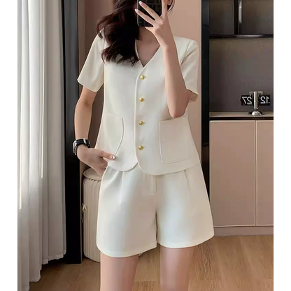 Elegant Style Short-Sleeved Suit