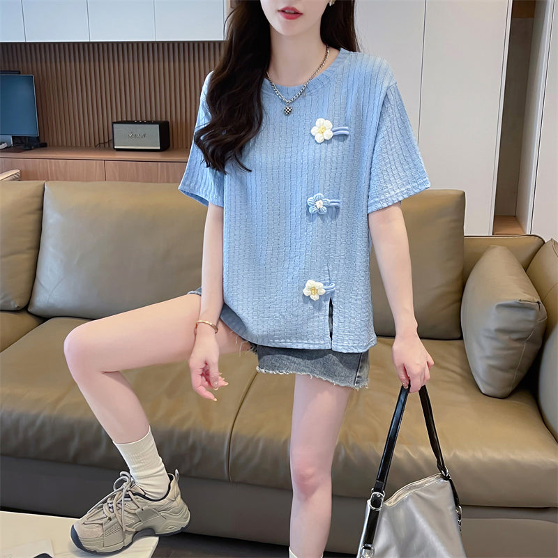 Irregular Flower Short-Sleeved T-Shirt