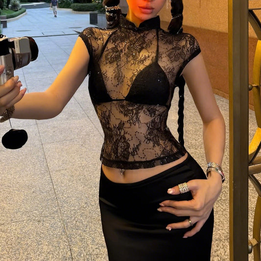 Lace See-Through Sexy And Unique Creative Top