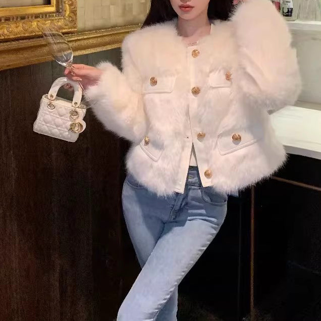 French-Style Lamb Wool Coat