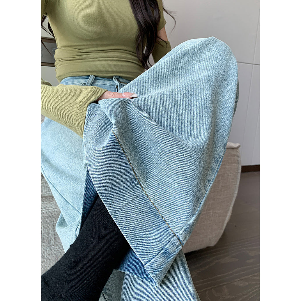 Retro Light Blue Wide-Leg Jeans