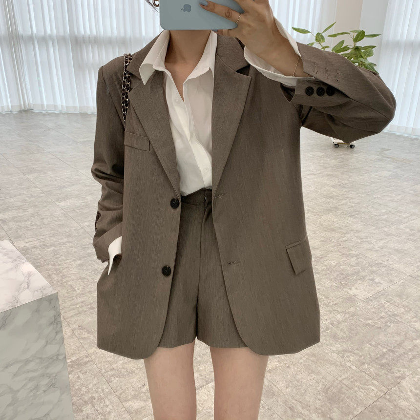 Chic French-Style Elegant Loose-Fitting Suit Jacket And High-Waisted Suit Pants Set