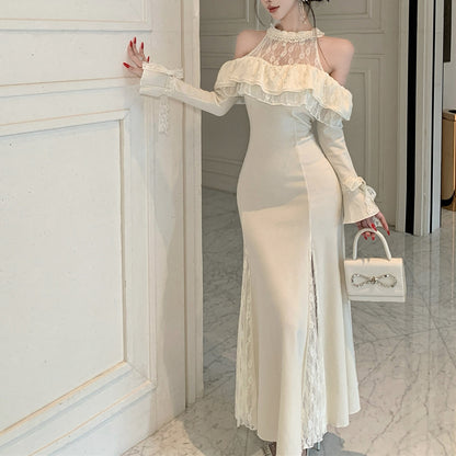 Sexy And Elegant Off-The-Shoulder Ruffled Lace Dress