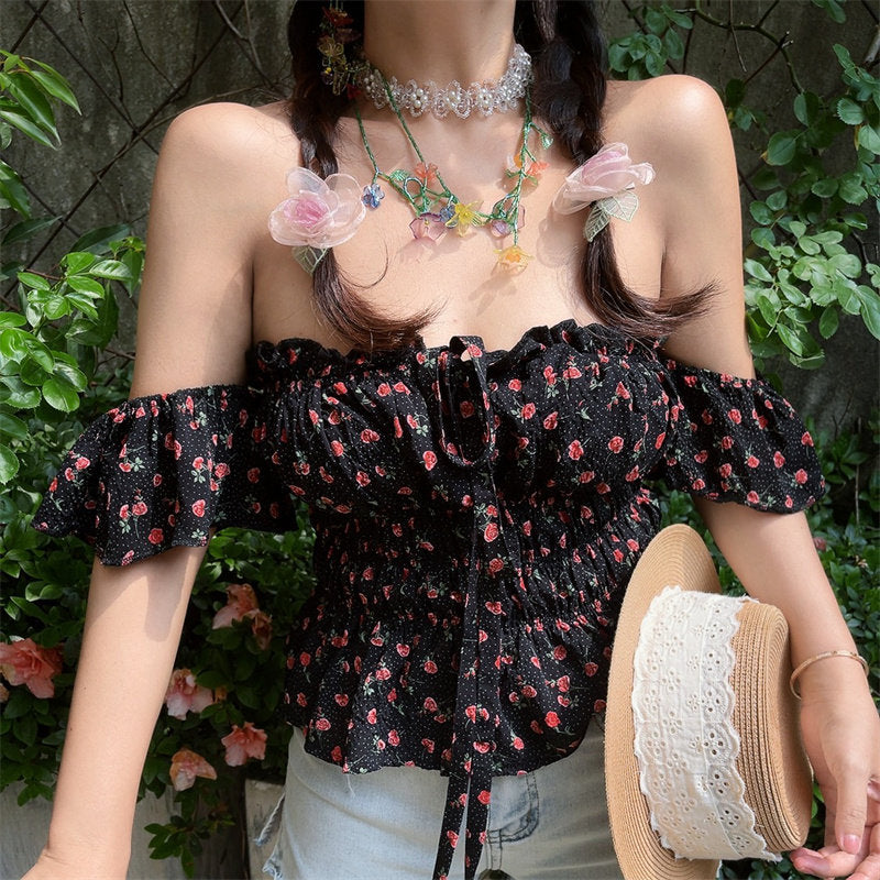 Off-The-Shoulder Tie-Up Resort Shirt