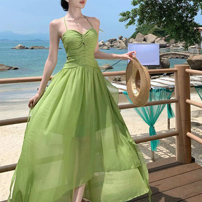 Sexy Backless Halter Top Vacation Dress