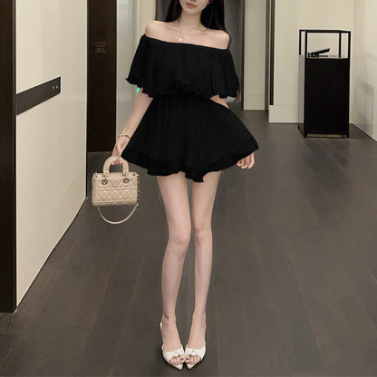 Ruffled Chiffon Off-The-Shoulder Blouse