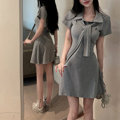 Casual And Stylish Shawl-Style Tie Dress