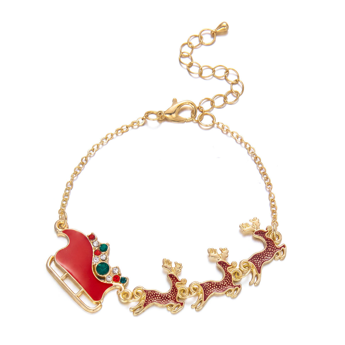 Christmas Party Single-Layer Alloy Reindeer and Bell Collarbone Necklace