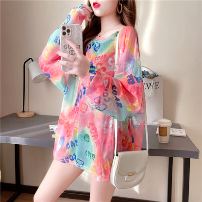 Tie-Dyed Long-Sleeved T-Shirt Sunscreen Shirt