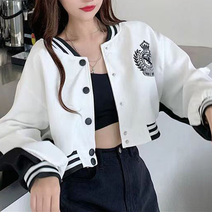Gray Retro Colorblock Short Jacket