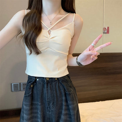 Stylish Short Sleeveless Top With Built-In Bra Pads