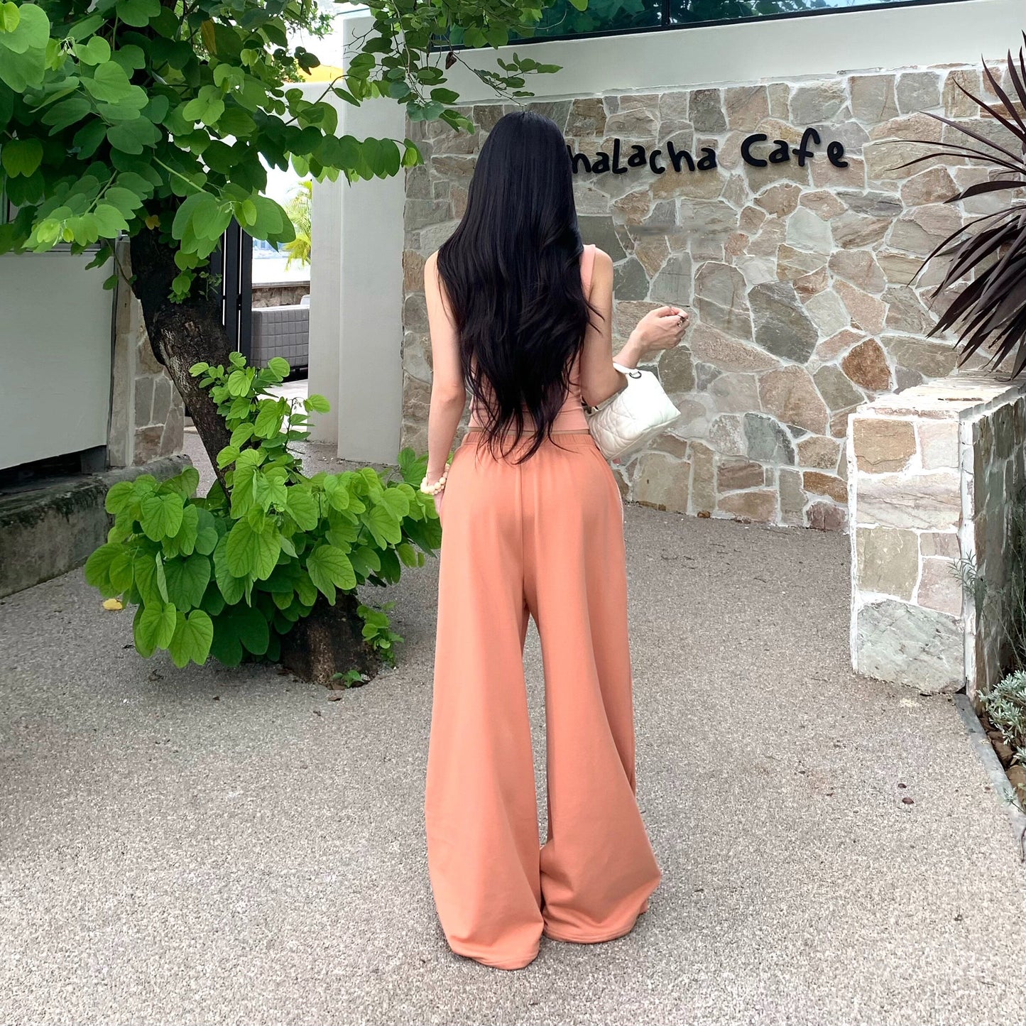 Sexy V-Neck Tank Top And Loose Trousers Set