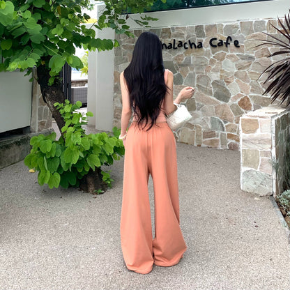 Sexy V-Neck Tank Top And Loose Trousers Set