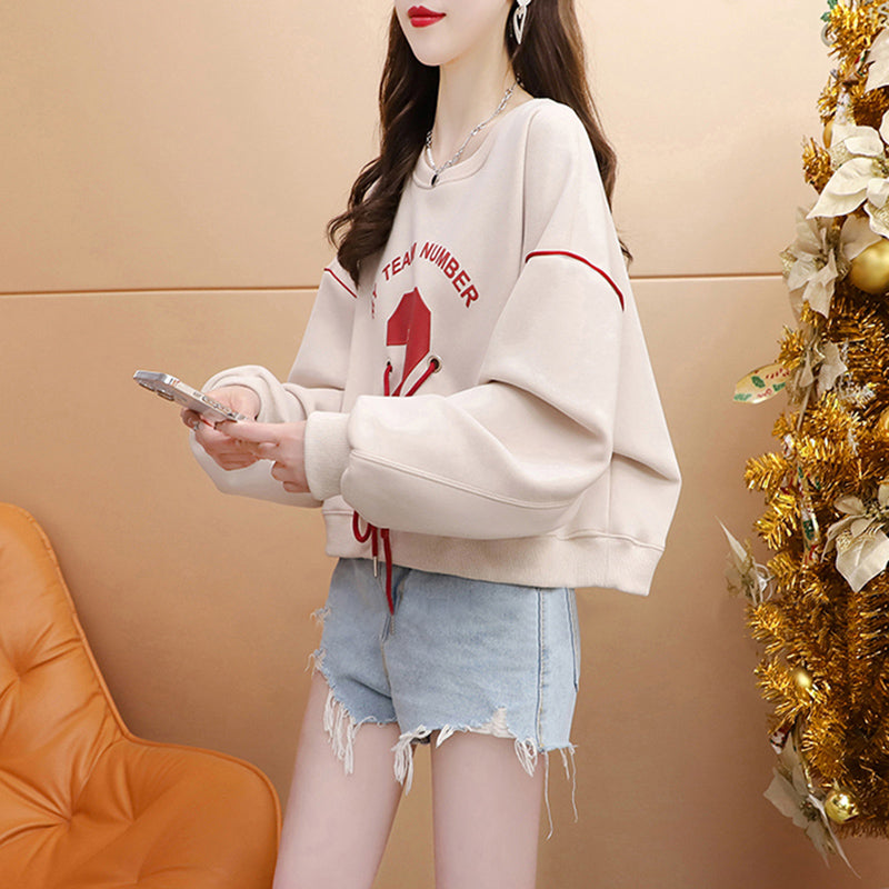 Stylish Cropped Crew Neck Sweatshirt