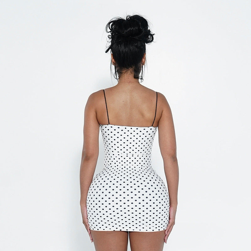 Polka-Dot Print Sleeveless Camisole Dress