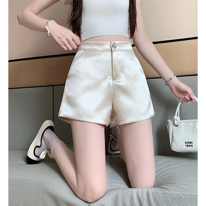 Casual High-Waisted Satin Shorts