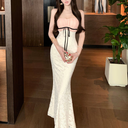 Sexy Color-Block Sleeveless Strapless Dress