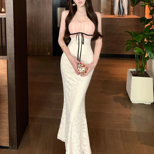 Sexy Color-Block Sleeveless Strapless Dress