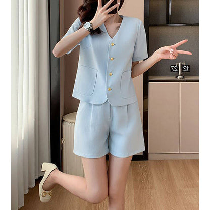 Elegant Style Short-Sleeved Suit