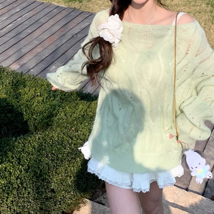 Lazy Style Openwork Knit Sweater