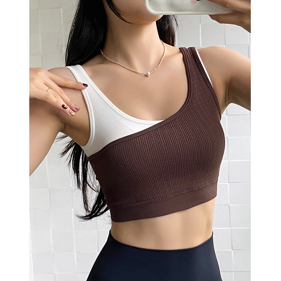 Faux Two-Piece Shockproof Quick-Drying Yoga Tank Top