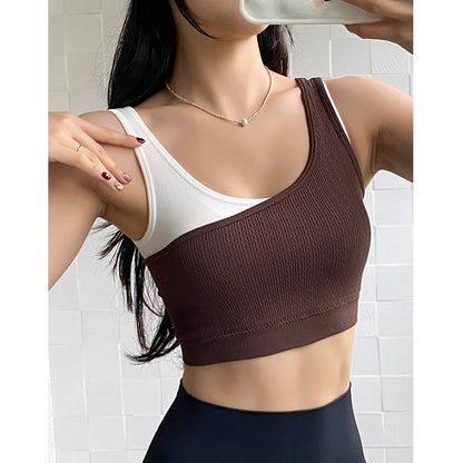 Faux Two-Piece Shockproof Quick-Drying Yoga Tank Top
