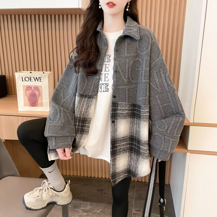 Stylish Color-Blocked Shirt Jacket